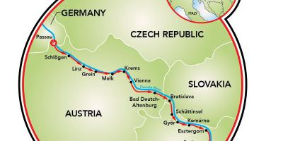 Passau Dunaju kolo zemljevid
