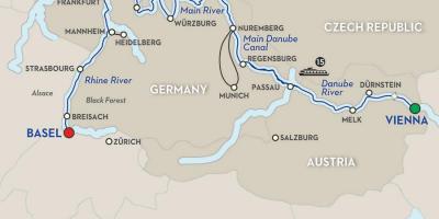 Zemljevid reke donave na Dunaju 