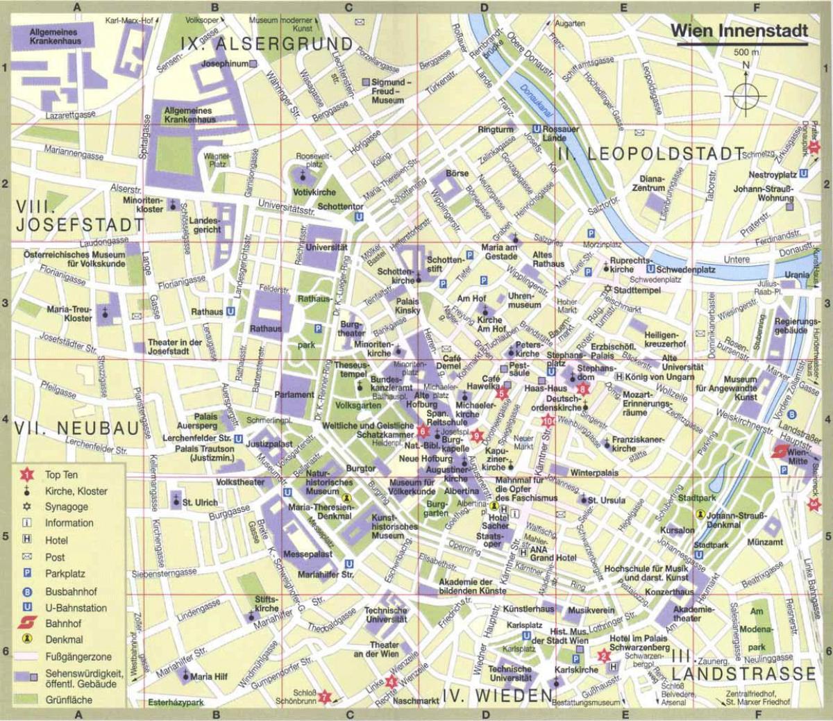 Dunajski mestni turistični zemljevid