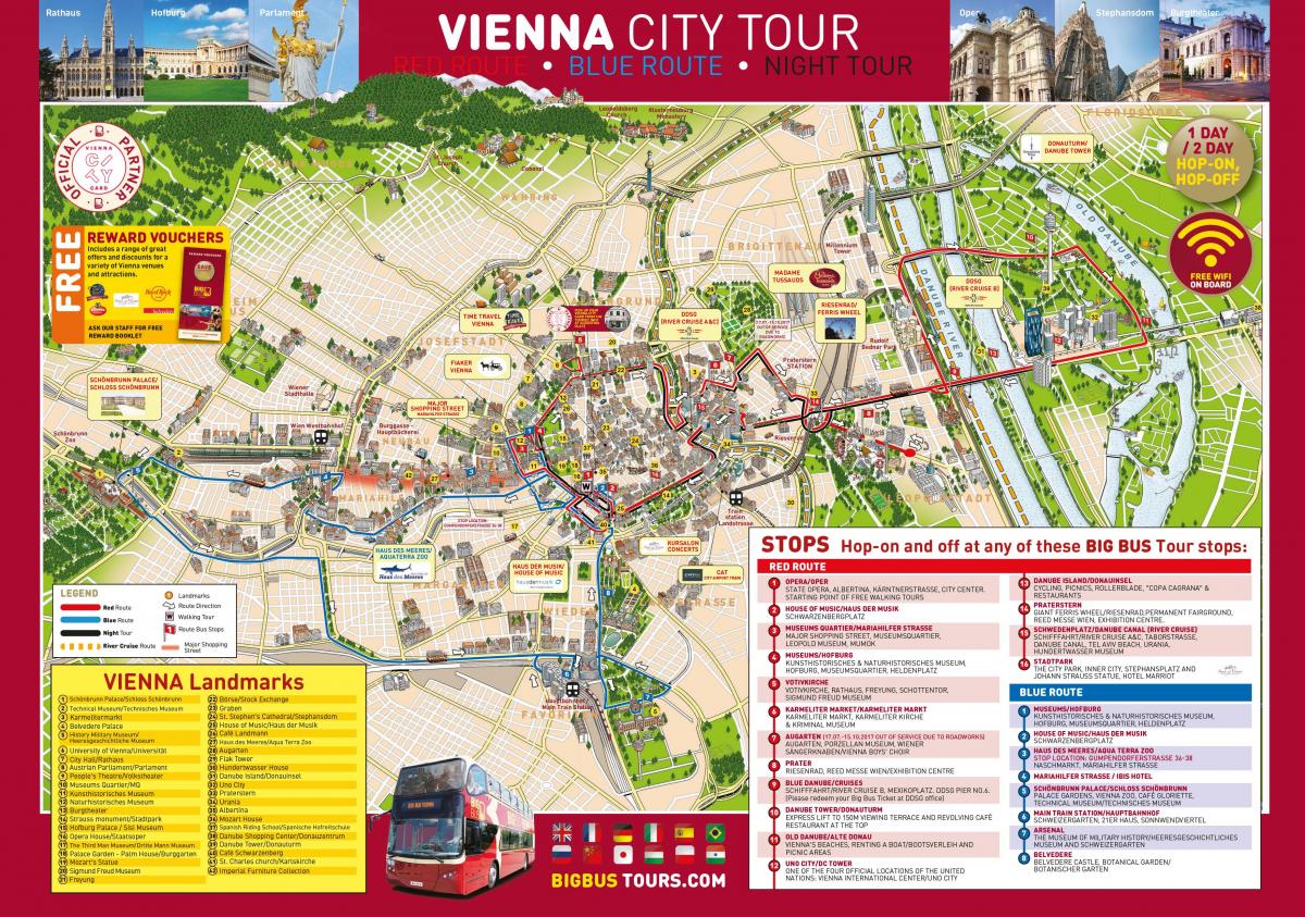 Dunaj big tour bus zemljevid