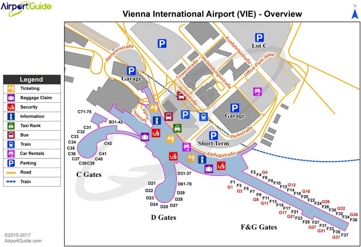 Wien letališče zemljevid