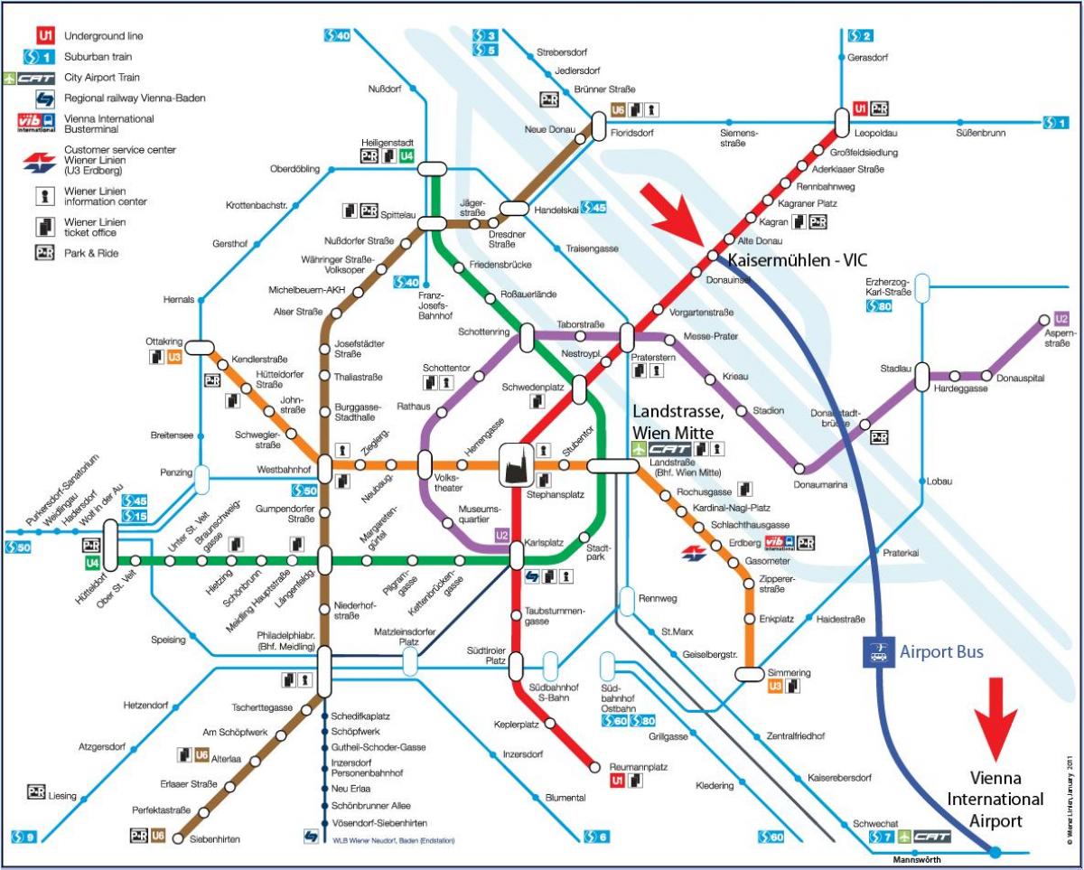 Zemljevid Dunaja s7 vlak