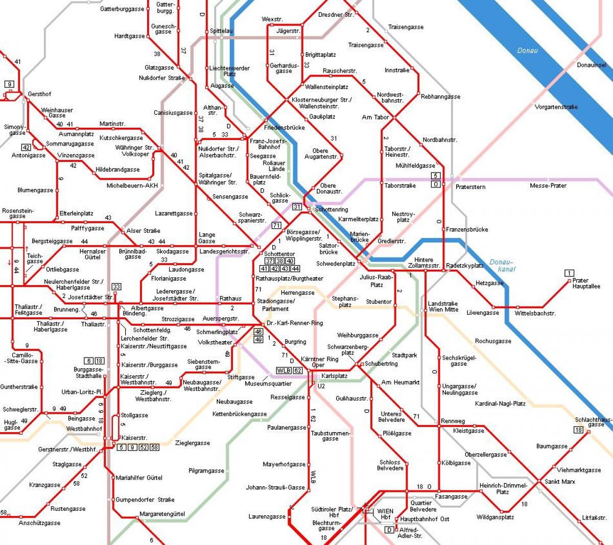 Dunaj Avstrija tramvaj zemljevid