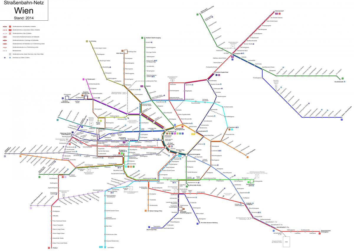 Dunaj tramvajske linije d zemljevid