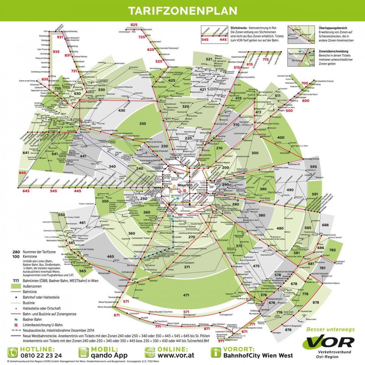 Zemljevid Dunaja transportne cone