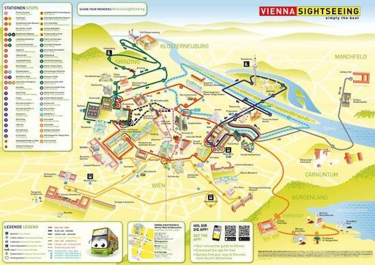 Zemljevid Dunaja turistični avtobus