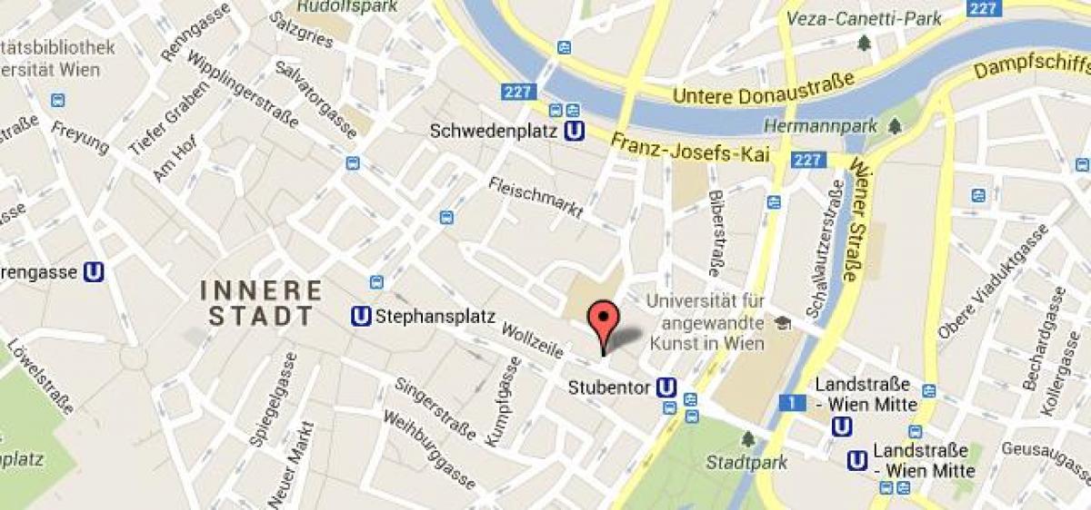 Zemljevid stephansplatz Dunaju zemljevid