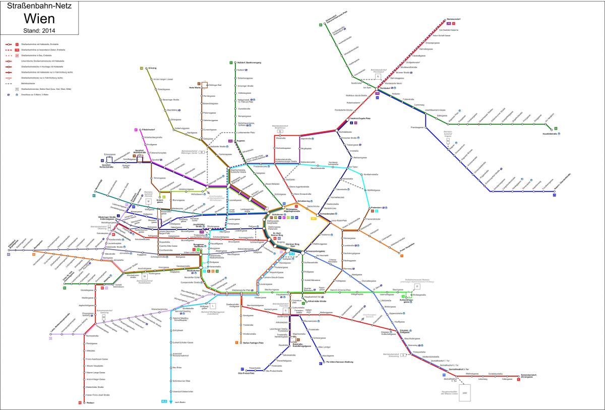 Dunaj strassenbahn zemljevid
