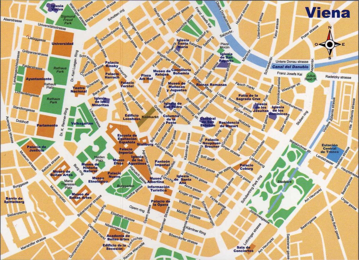 Zemljevid ulica centralne Dunaju