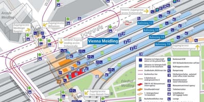 Železniške postaje na Dunaju v Avstriji zemljevid