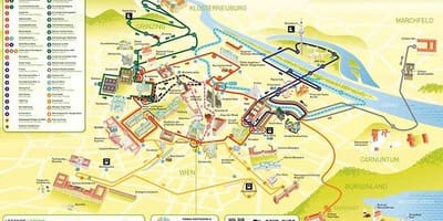 Zemljevid Dunaja turistični avtobus